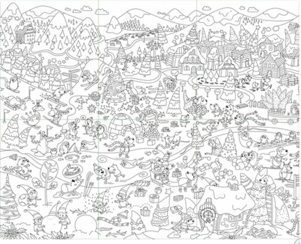 AFFICHES - Poster coloriage géant « l’hiver est là »