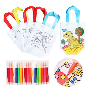 JEUX- Tote bag à colorier avec 5 feutres