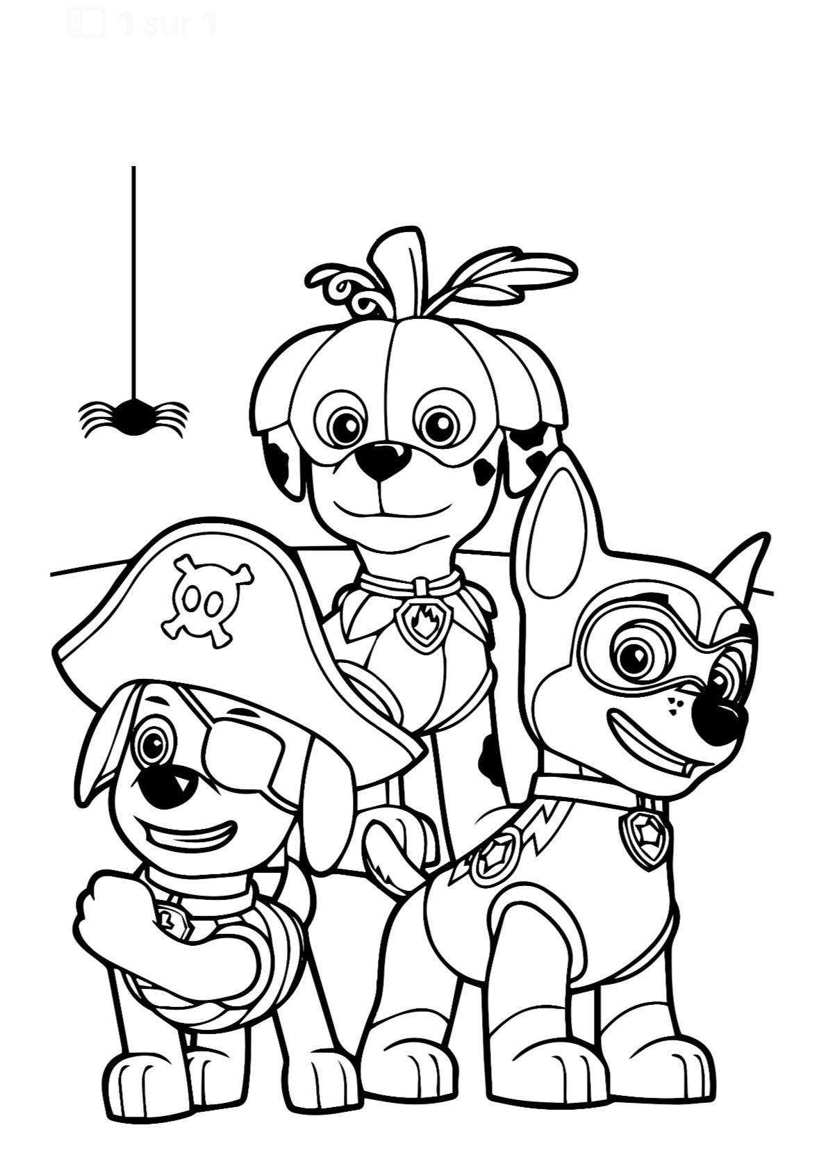 COLORIAGE- Coloriage Pat patrouille aux couleurs de Halloween
