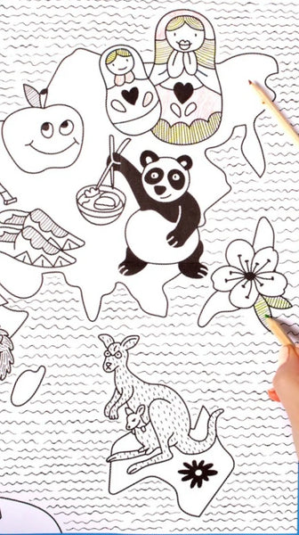 COLORIAGE- Kit coloriage animaux du monde avec ses crayons