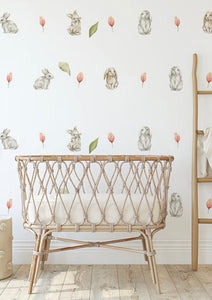 AUTOCOLLANTS  - Étiquettes murales "Mon petit lapin" pour chambré bébé x 102 autocollants