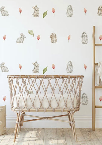AUTOCOLLANTS  - Étiquettes murales "Mon petit lapin" pour chambré bébé x 102 autocollants