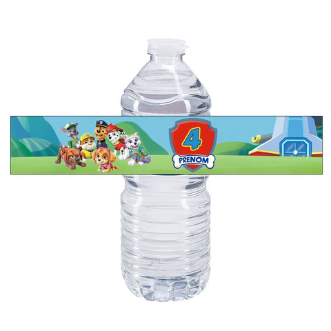 AUTOCOLLANTS - Étiquettes anniversaire pour bouteille d’eau ou jus personnalisé Pat’Patrouille x 12