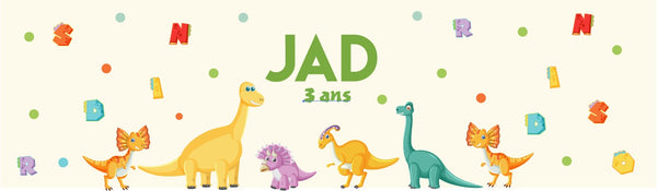 AUTOCOLLANTS - Étiquettes anniversaire personnalisé Dinosaures x 12