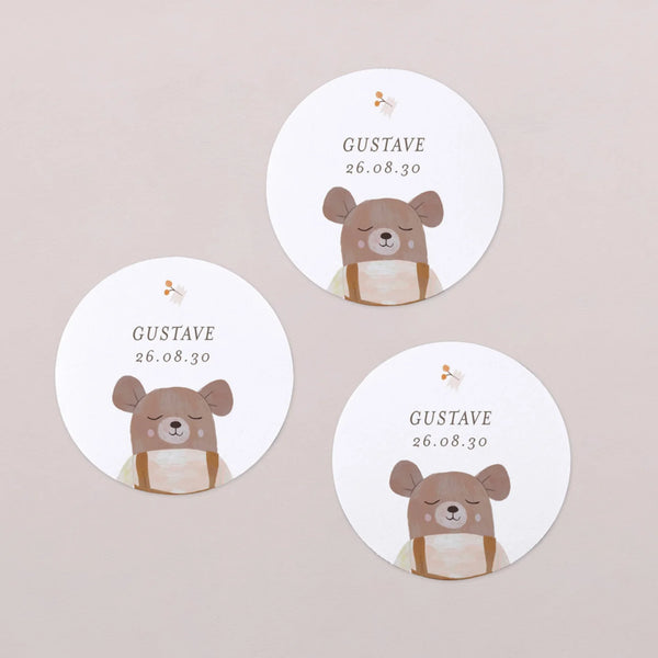 Autocollants - Étiquettes  personnalisées « mon petit ourson » x 24