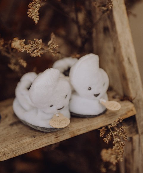 Chaussons bébé fantôme - 0-6 mois doudou et compagnie accompagné d’une jolie carte