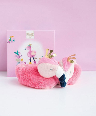 Chaussons bébé flamant rose- 0-6 mois doudou et compagnie